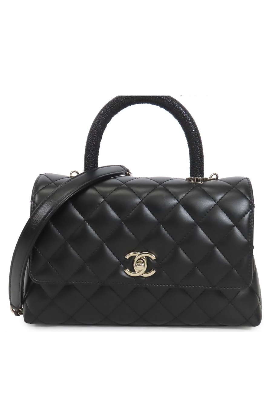 Chanel Coco Handle 24 Black Gold Lambskin XS 2-Way Shoulder Bag